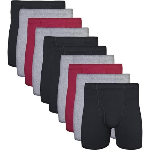 10-Pack, Men's Underwear Covered Waistband Boxer Briefs, Multipack - Picture 1 of 6